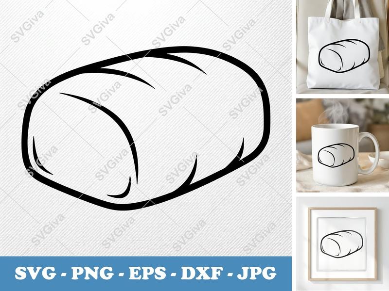 Meatloaf SVG | Modern Clean Food Line Art Cut File | PNG EPS DXF | Cricut Silhouette Design | Kitchen Recipe Vector Clipart