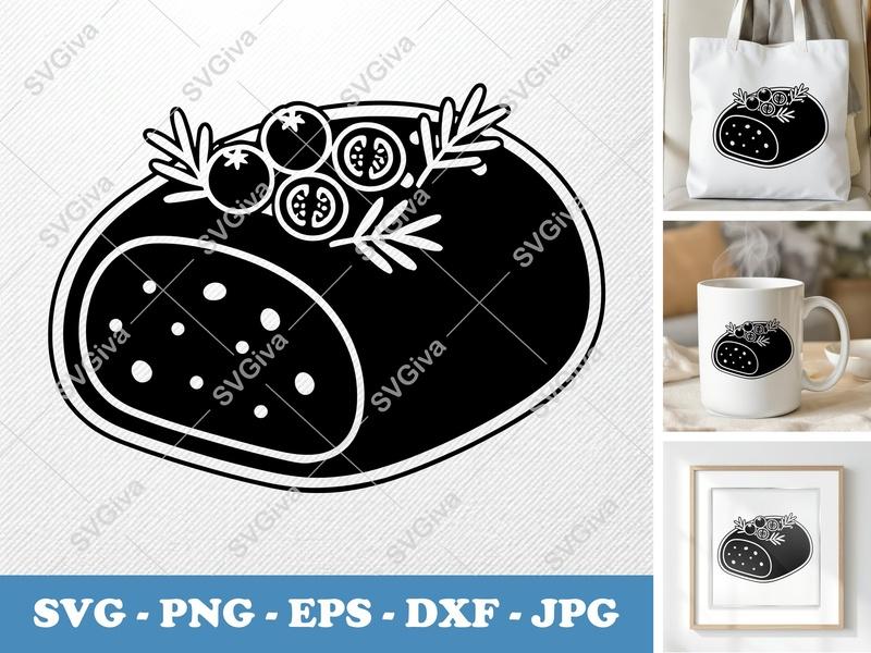 Meatloaf with Garnish SVG | Puffy Soft Shapes | PNG DXF EPS | Cricut Silhouette Kitchen Food