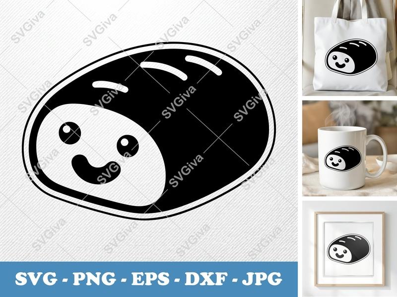 Meatloaf with Smiling Face SVG | Puffy Pillow Soft Design | PNG DXF EPS | Cricut Silhouette Cut File