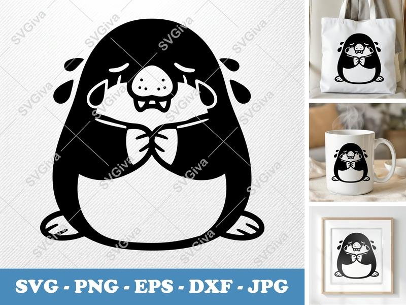 Mole Crying SVG, PNG, DXF, EPS Cut File for Cricut Silhouette | Cute Animal Vector Design