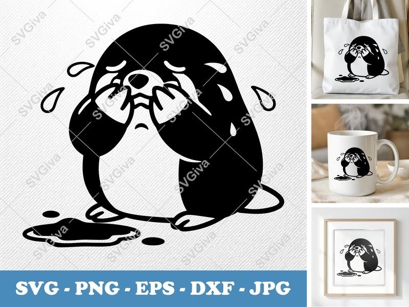 Mole Crying SVG | Puffy Soft Shapes | Inflated Pillow Art | PNG DXF EPS | Cricut Silhouette File