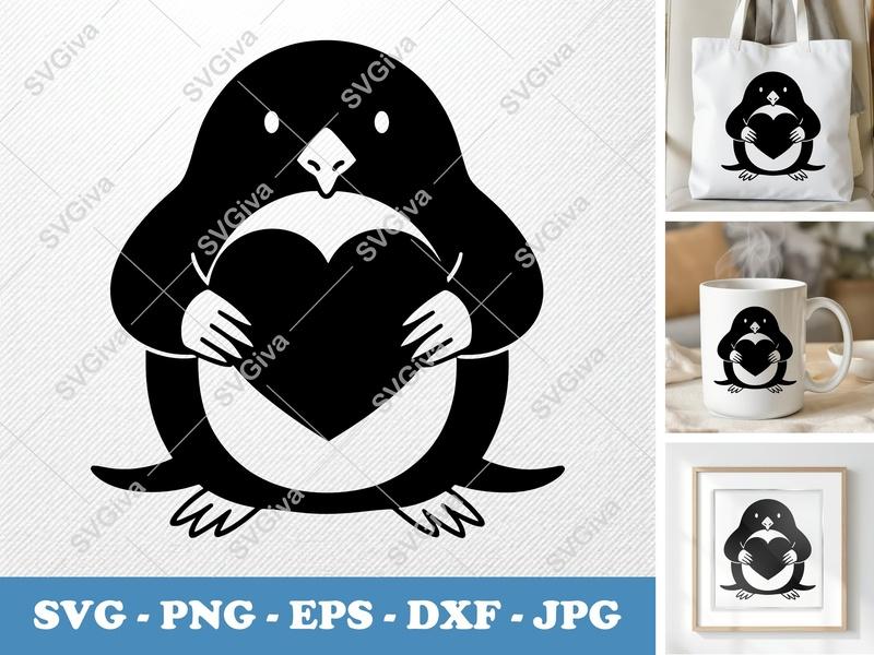 Mole Holding Heart SVG | Animal Love Cut File PNG DXF EPS Cricut Silhouette