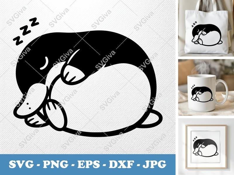 Mole Sleeping SVG | Cute Animal Cut File PNG DXF EPS Cricut Silhouette Design