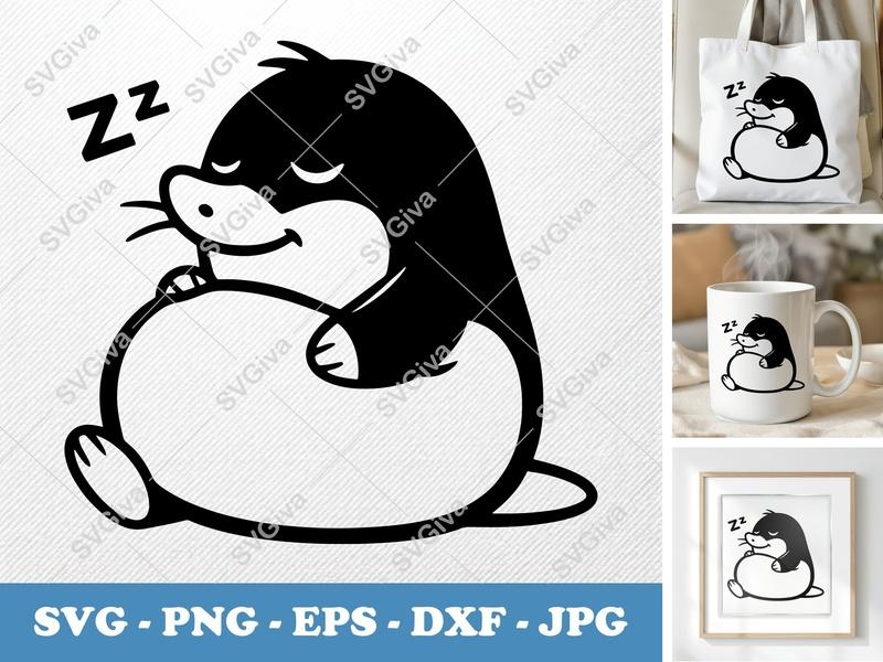 Mole Sleeping SVG | Zzz Modern Design | PNG EPS DXF Cut File for Cricut & Silhouette | Cute Animal Clipart