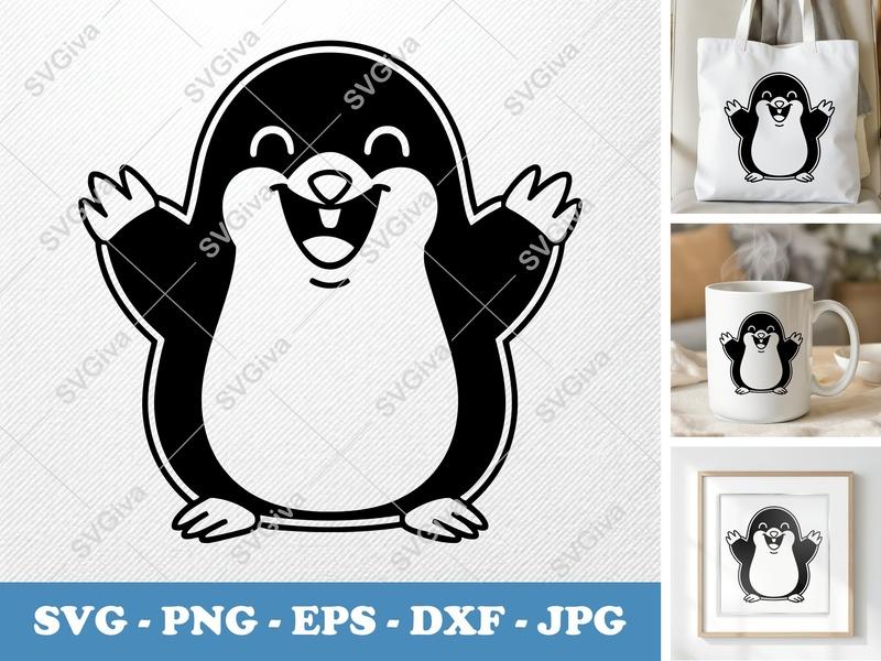 Mole Smiling Happily SVG | Double-Outline Cartoon Style | Thick Contour, Thin Lines | PNG DXF EPS | Cricut Silhouette Cut File