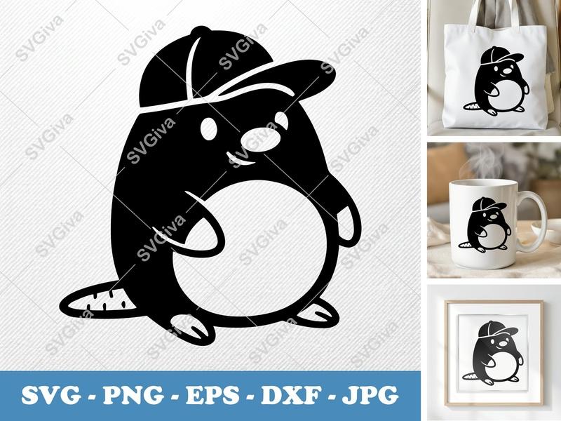 Mole SVG | Cartoon Character with Baseball Cap | Cricut Silhouette File | PNG EPS DXF Vector Clipart