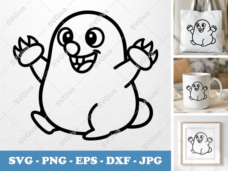 Mole SVG | Cartoon Happy Mole Cut File | Animal Clipart | SVG, PNG, EPS, DXF for Cricut & Silhouette