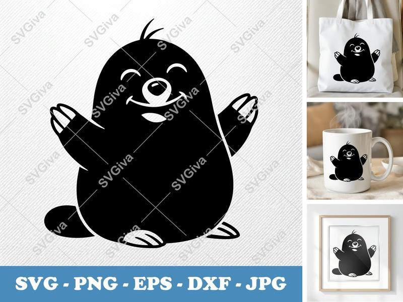 Mole SVG | Cartoon Smiling Mole Cut File | Happy Animal Clipart | SVG PNG EPS DXF for Cricut & Silhouette | Modern Clean Design