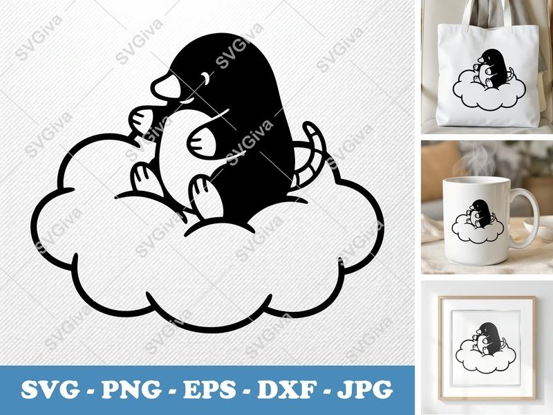 Mole SVG Cloud Cut File | Cute Animal Design, Modern Clean Clipart | PNG EPS DXF for Cricut, Silhouette