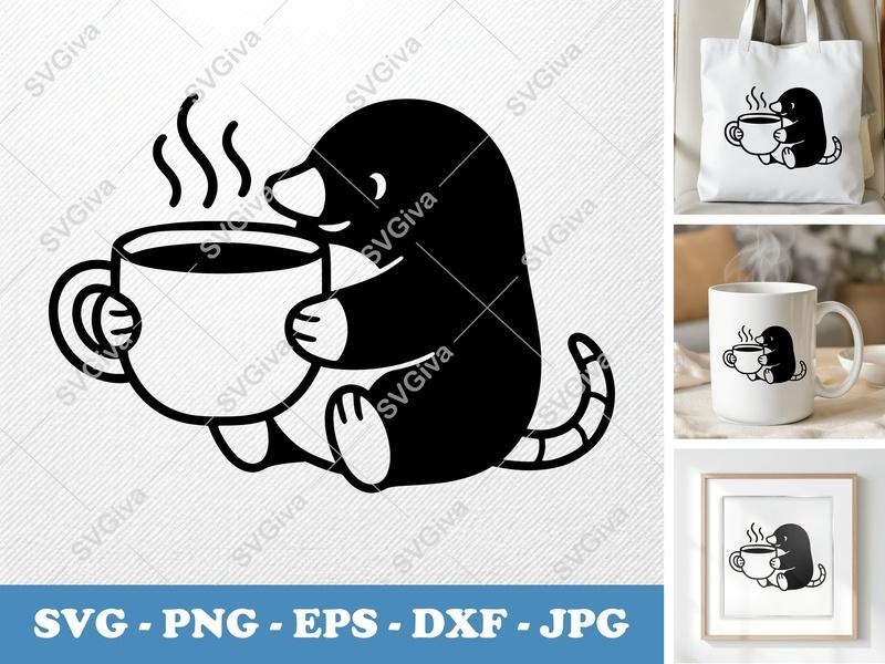 Mole SVG | Coffee Mug Drinker Cut File | Modern Clean Design | SVG PNG EPS DXF for Cricut & Silhouette