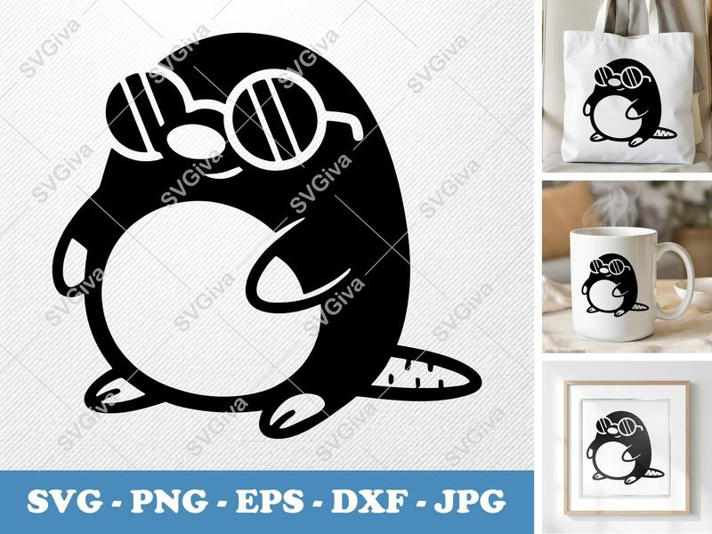 Mole SVG, Cool Mole with Sunglasses, Funny Animal Cut File, PNG EPS DXF for Cricut & Silhouette, Modern Cartoon Design