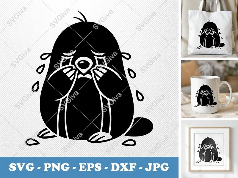 Mole SVG | Crying Sad Mole Clipart | Cute Animal Cut File for Cricut, Silhouette | PNG EPS DXF Vector Design