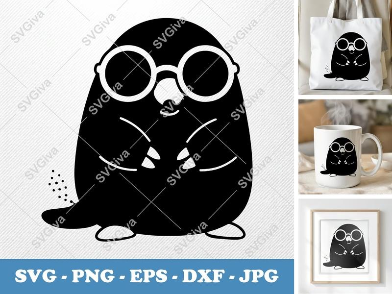 Mole SVG | Cute Animal with Glasses | Modern Clean Design | PNG EPS DXF for Cricut Silhouette