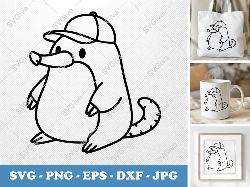 Mole SVG | Cute Cartoon Mole with Hat | Animal Clipart | SVG PNG EPS DXF for Cricut Silhouette Projects