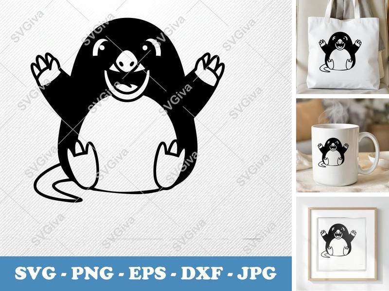 Mole SVG | Happy Cartoon Character Cut File | PNG EPS DXF for Cricut, Silhouette | Kids Animal Clipart | Modern Design