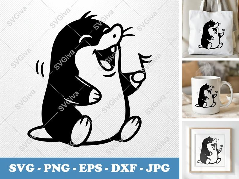 Mole SVG Happy Laughing Design | Cricut Silhouette Cut File | Cute Animal PNG EPS DXF | Modern Vector Art