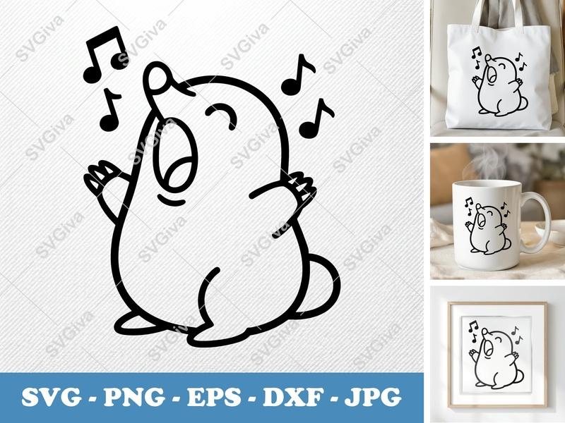 Mole SVG Singing Cartoon | Music Notes Clipart Cut File for Cricut, Silhouette | PNG EPS DXF Vector Digital Download