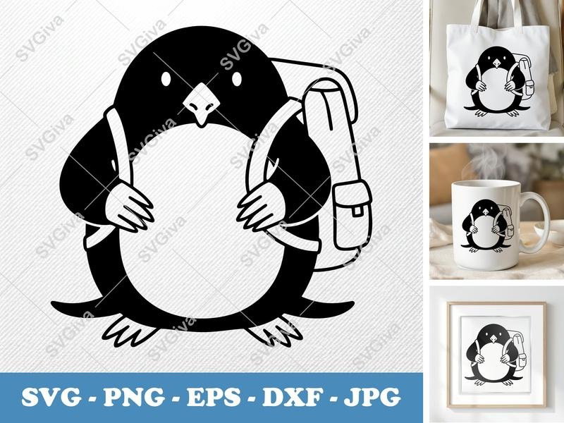 Mole Wearing Backpack SVG PNG DXF EPS | Cute Animal Cut File for Cricut Silhouette