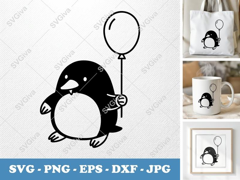 Mole with Balloon SVG | Friendly Bean-Shaped Cut File | PNG DXF EPS | Cricut Silhouette Design
