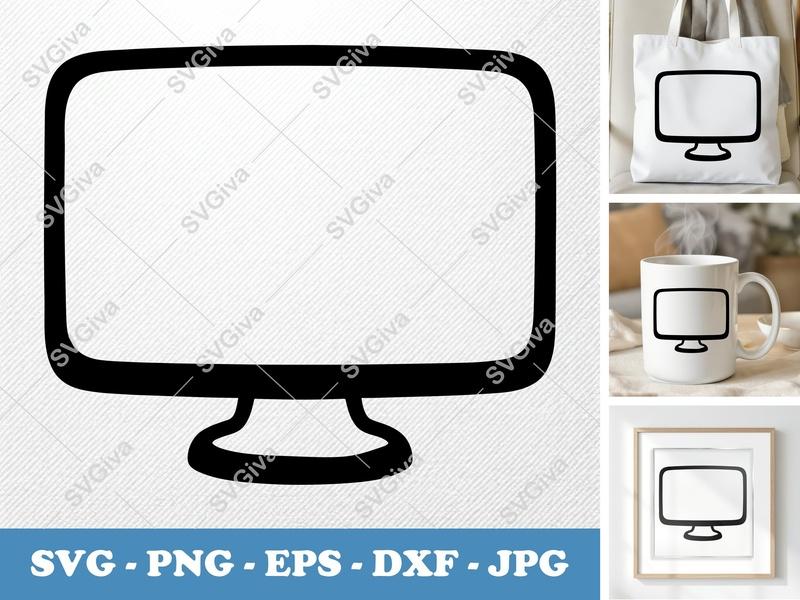 Monitor classic svg icon | Puffy Soft Rounded Shapes | SVG PNG EPS DXF for Cricut & Silhouette | Workspace Vector Clipart