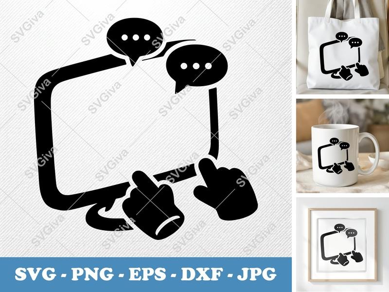 Monitor in active use SVG | Pillow Soft Shapes, Chat Bubbles, Hands | PNG EPS DXF for Cricut, Silhouette