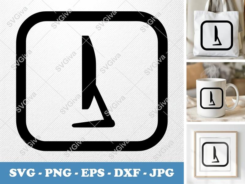 Monitor in side view profile SVG | Minimal Icon Cut File, Bold Frame | PNG EPS DXF for Cricut Silhouette