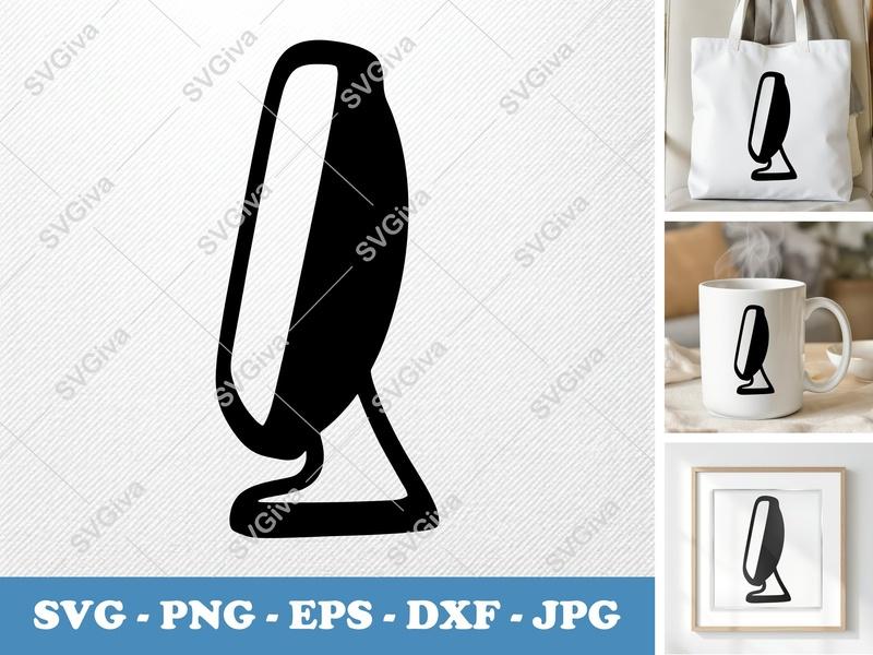 Monitor in side view profile SVG | Puffy Soft Shape Icon, PNG EPS DXF | Cricut Silhouette File