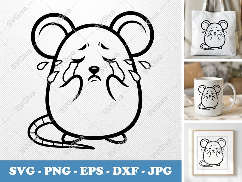 Mouse Crying SVG | Puffy Soft Shapes Cut File | PNG DXF EPS | Cricut Silhouette Design