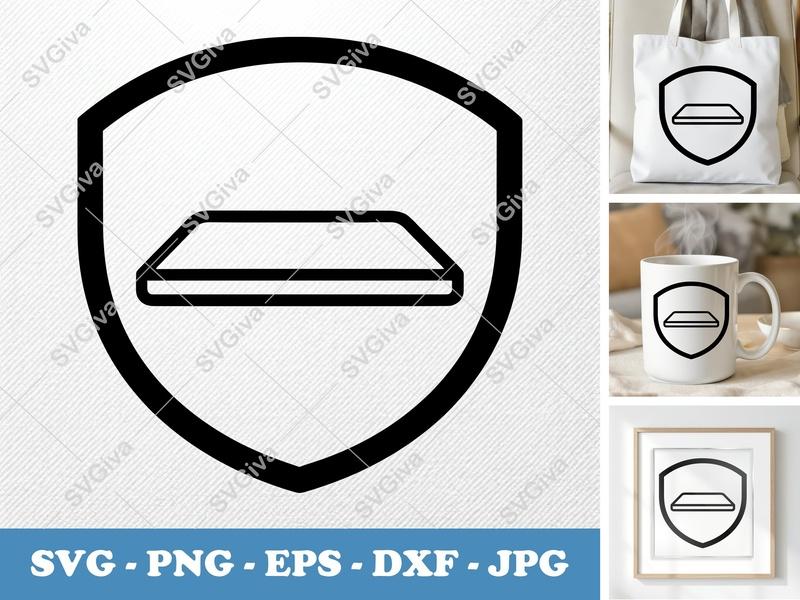 Mouse Pad in side view profile SVG, Minimal Shield Frame, PNG, EPS, DXF for Cricut & Silhouette, Desk Icon Cut File