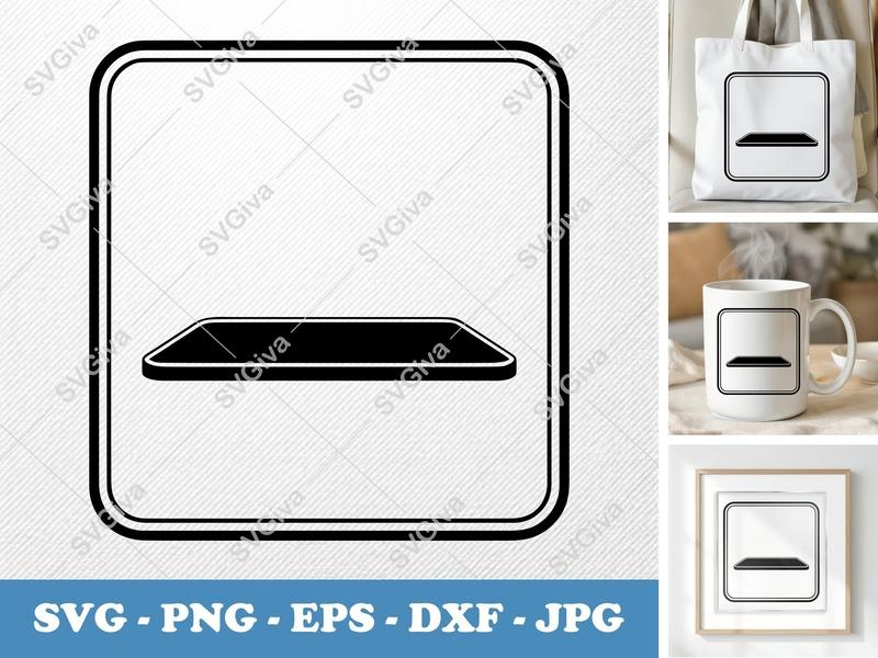 Mouse Pad in side view profile SVG, Solid Black Fill with Contour, PNG EPS DXF for Cricut Silhouette Projects