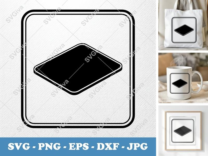 Mouse Pad isometric angle SVG, Solid Black Fill Outline Cut File for Cricut, Silhouette, PNG EPS DXF Vector Clipart