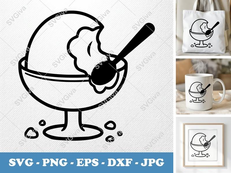 Mousse Partially Eaten SVG | Friendly Rounded Body Bean-Shaped Dessert | PNG DXF EPS | Cricut Silhouette File