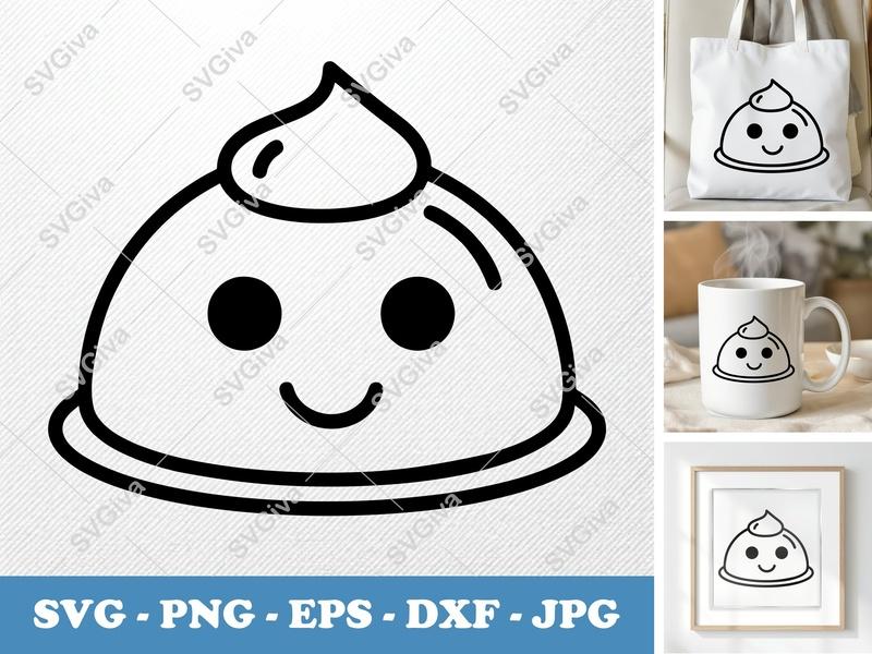 Mousse SVG Cut File | Kawaii Food Clipart | Dessert EPS PNG DXF for Cricut, Silhouette