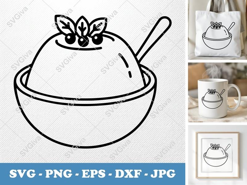 Mousse SVG | Dessert Bowl Clipart, Modern Food Design | PNG EPS DXF for Cricut, Silhouette, Vector Cut File