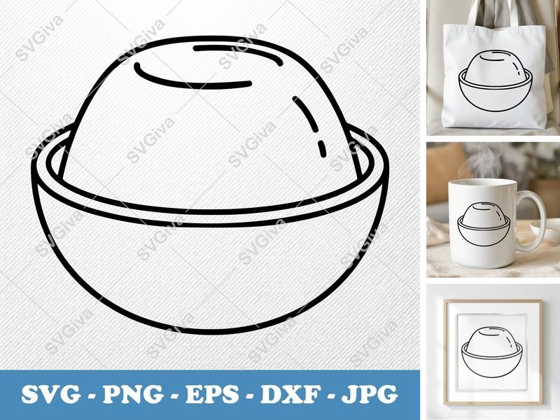 Mousse SVG | Dessert Bowl Outline, Sweet Treat Icon, Food Clipart | PNG EPS DXF for Cricut & Silhouette