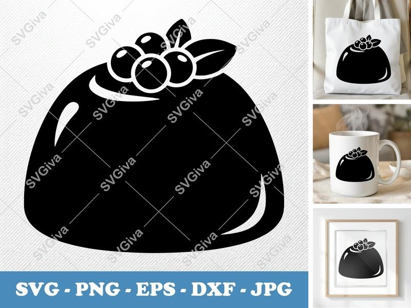 Mousse with Garnish SVG | Puffy Soft Shapes | PNG DXF EPS | Cricut Silhouette File