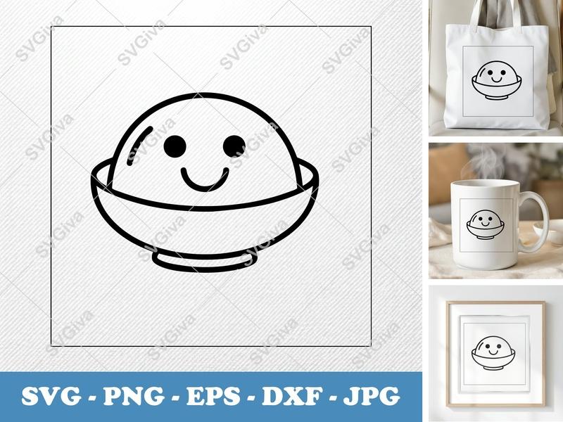 Mousse with Smiling Face SVG | Simple Character Design | Bold Contour Cut File for Cricut Silhouette | PNG DXF EPS