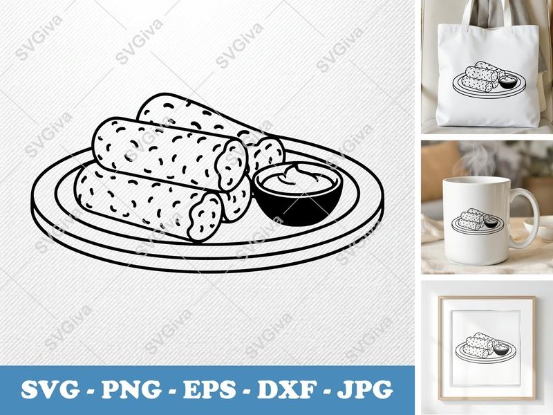Mozzarella Sticks on a plate SVG | Friendly Bean-Shaped Cut File | PNG DXF EPS for Cricut Silhouette