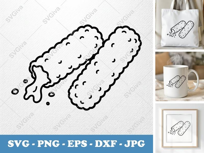 Mozzarella Sticks partially eaten SVG PNG DXF EPS | Food Snack Cut File Cricut Silhouette