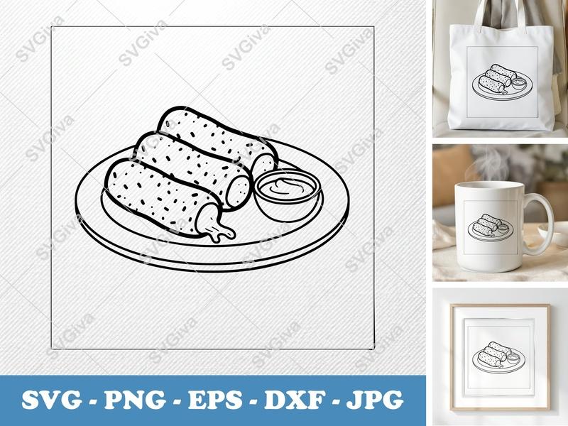 Mozzarella Sticks SVG, Cheese Stick Clipart, Appetizer Food PNG, EPS, DXF for Cricut & Silhouette, Snack Vector Cut File