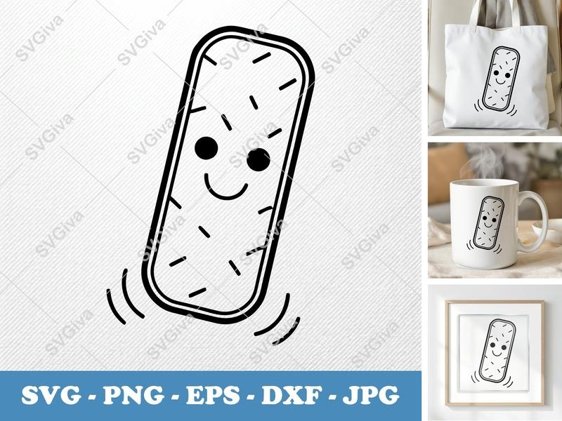 Mozzarella Sticks SVG | Kawaii Cute Food Clipart, Happy Face, Outline Design | PNG EPS DXF for Cricut, Silhouette