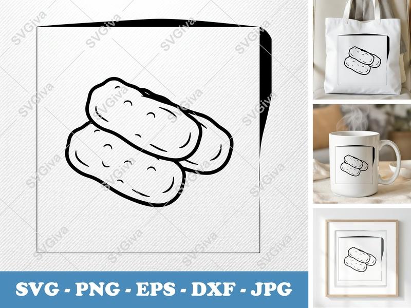 Mozzarella Sticks SVG | Line Art, Food Outline, Snack Clipart - PNG EPS DXF for Cricut & Silhouette
