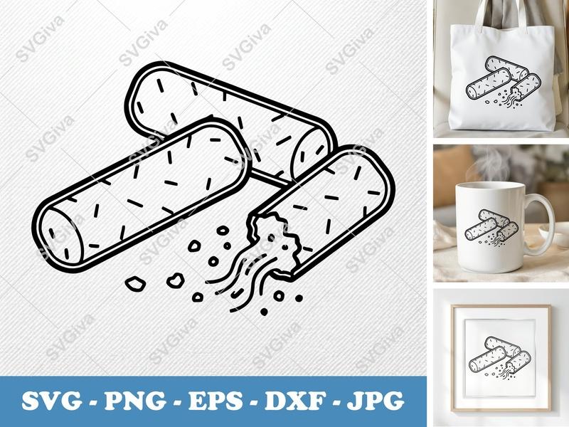 Mozzarella Sticks SVG | Modern Cheesy Snack Outline, Food Clip Art PNG EPS DXF for Cricut, Silhouette | Kitchen Decor