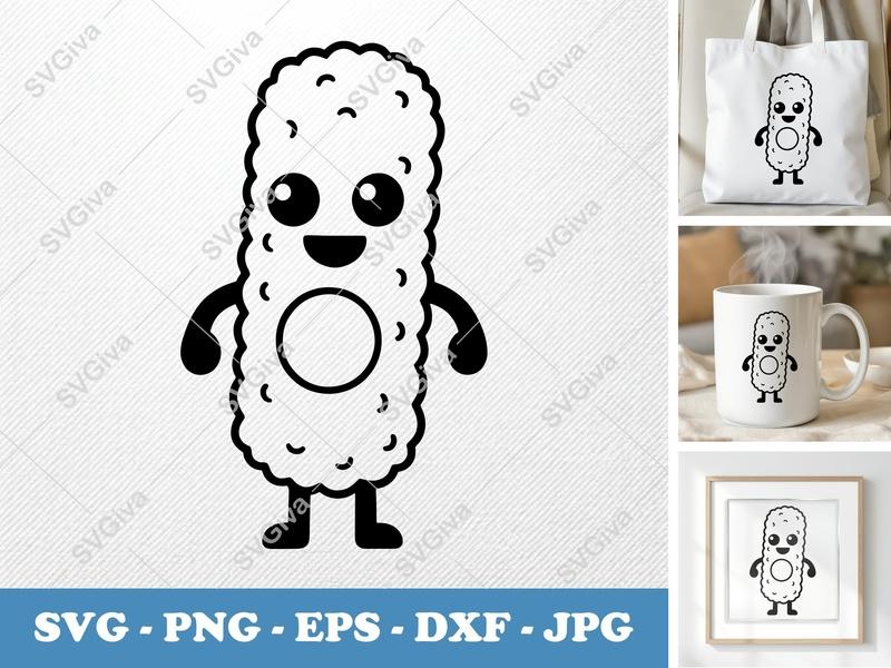 Mozzarella Sticks with Smiling Face SVG PNG DXF EPS | Cricut Silhouette Cut File Food Art