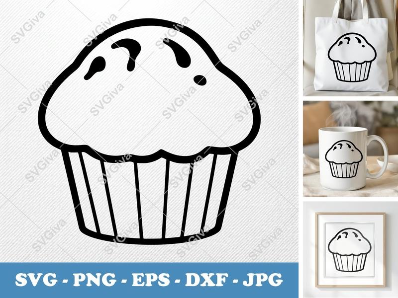 Muffin SVG PNG DXF EPS | Kitchen Food Cut File for Cricut Silhouette