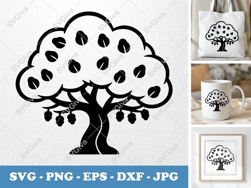 Mulberry Tree classic svg icon | Puffy Soft Shapes, Nature Silhouette | SVG PNG EPS DXF for Cricut Silhouette