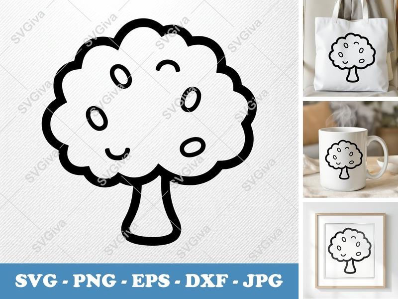 Mulberry Tree classic svg icon | Rounded Body, Bean-Shaped Forms, White Circle | SVG PNG EPS DXF | Cricut Silhouette File