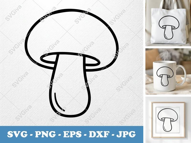 Mushroom Fresh SVG | Friendly Bean-Shaped Cut File | PNG DXF EPS | Cricut Silhouette