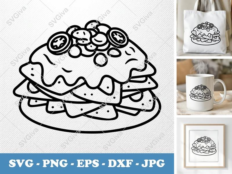Nachos Soft Puffy SVG | Inflated Pillow-Soft Forms | PNG DXF EPS | Cricut Silhouette File