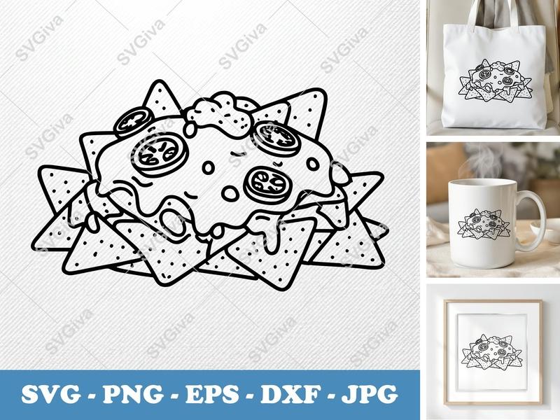 Nachos SVG | Modern Clean Design, Food Clipart | PNG EPS DXF for Cricut, Silhouette | Mexican Snack Vector Cut File